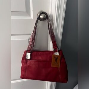 Tignanello Red Shoulder Bag with Braided Handles
